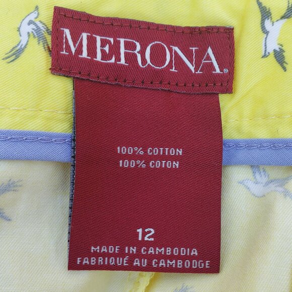 Merona yellow 'flying bird' cotton shorts - size 12 - Picture 7 of 7